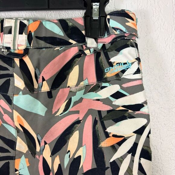 O'Neill Hyperdry Girl's Snowpants Grey with Colorful Leaf Print Size US Girl's 1 - Picture 6 of 8